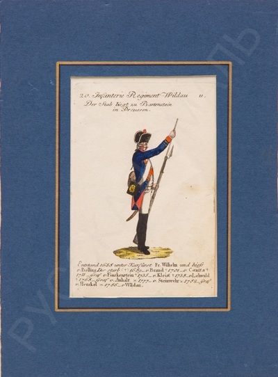 Неизвестный художник. Прусская армия. Рядовой пехотного полка Вильдау. 1789 год.