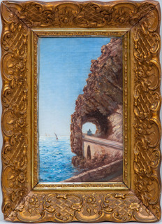 Неизвестный художник. Средиземноморский пейзаж с гротом. Конец XIX-начало XX века.